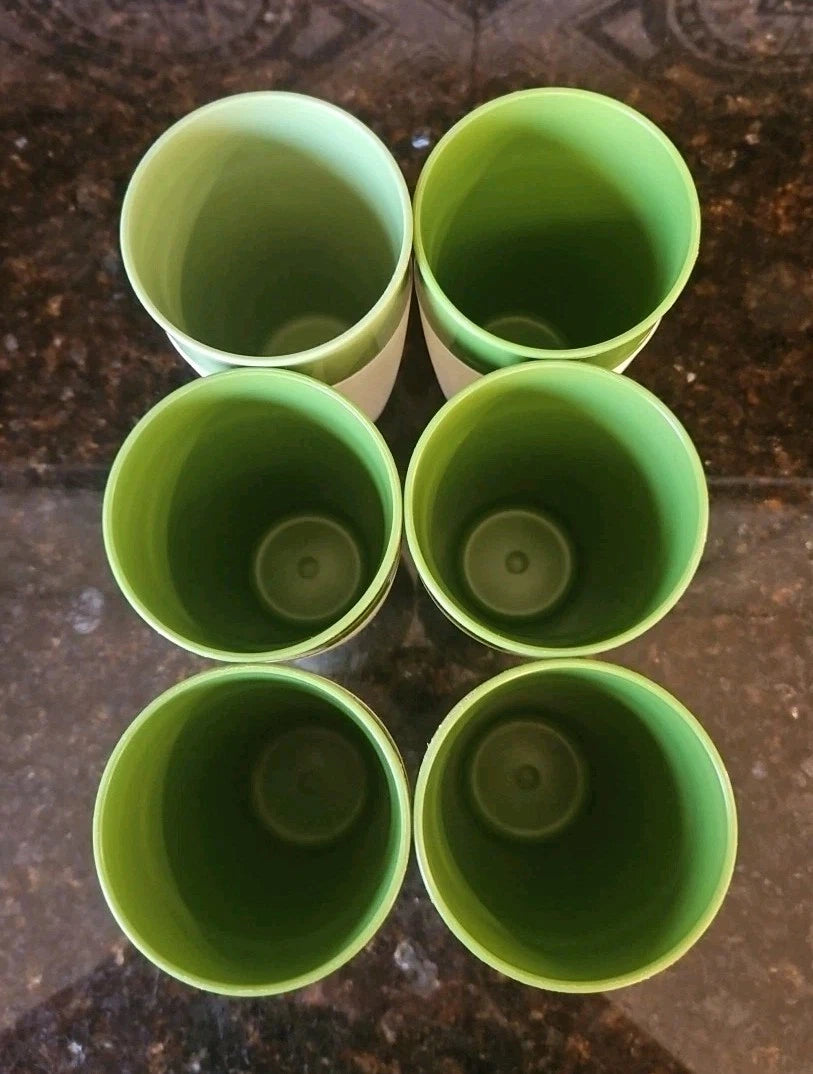 Raffiaware by Thermo-Temp Drink Tumblers Green Ribbed Vintage Set of 6 | eBay