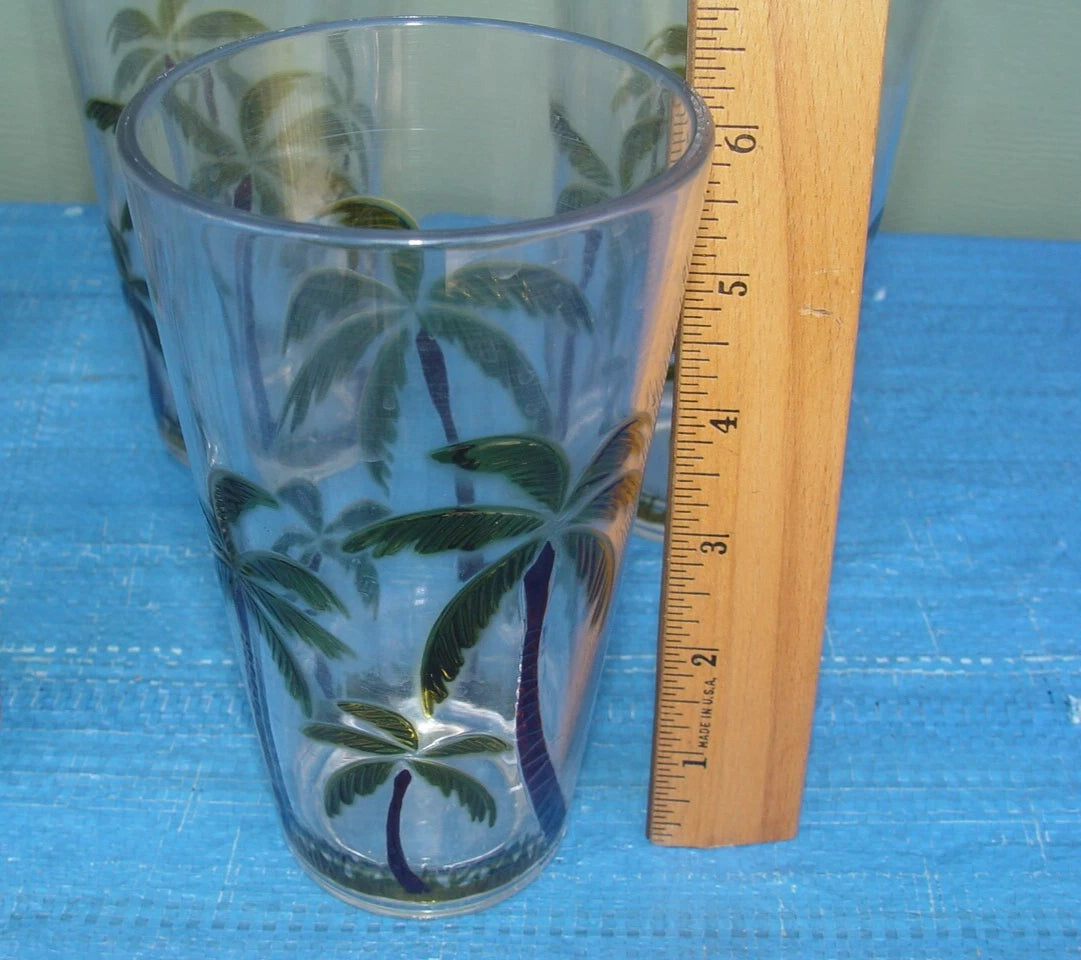 Set of 5 Acrylic Clear Iced Tea Tumbler Embossed Palm Tree Tropical Beach | eBay