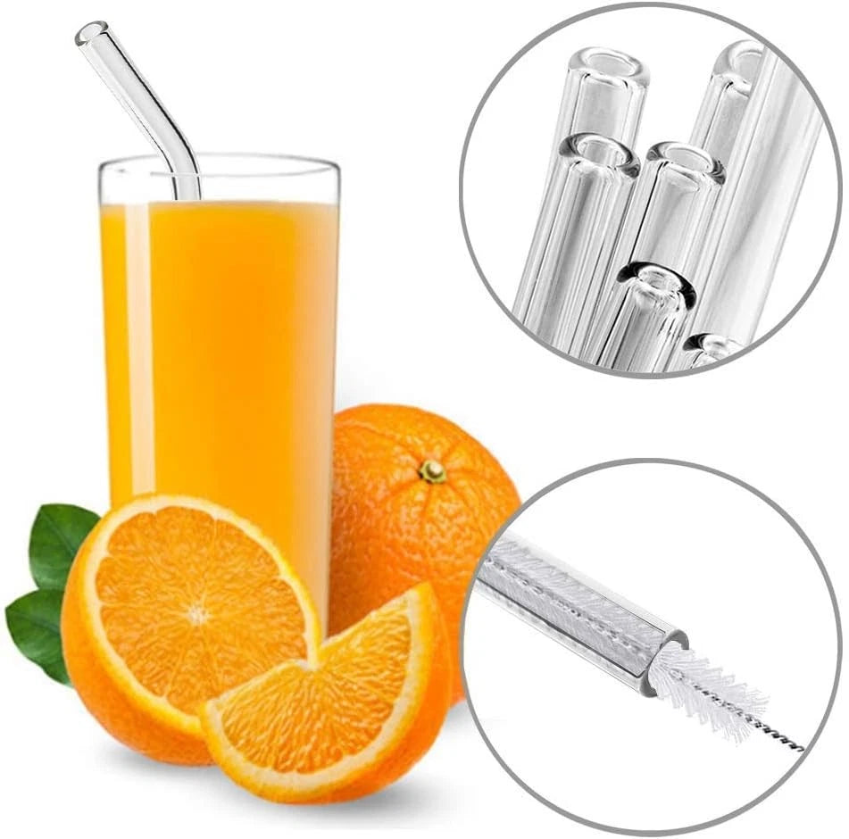 16 Pack Reusable Glass Straws,Set of 6 Straight and 6 8.5''x10mm, Transparent | eBay