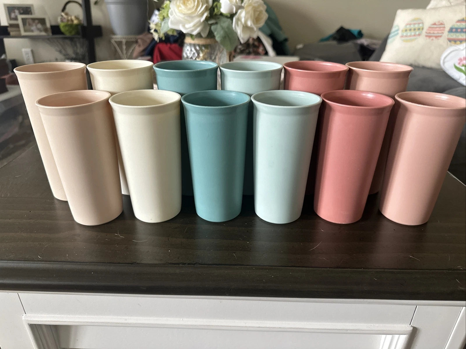 12 Vintage Tupperware Pastel Tumbler 115 & 116 Drinking Glass Cup Made In USA 6" | eBay