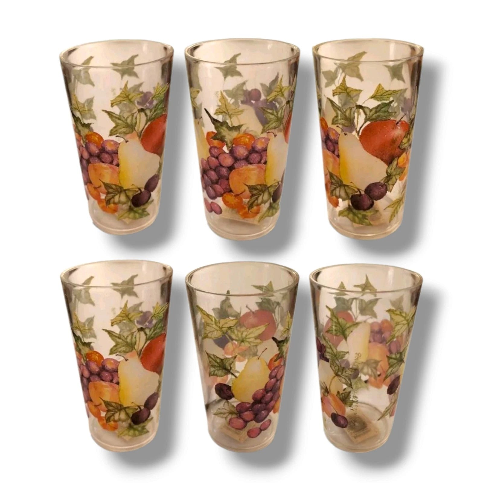 Set of 6 MCM Lucite Highball Glasses – Fruit Pattern Acrylic Drinkware | eBay