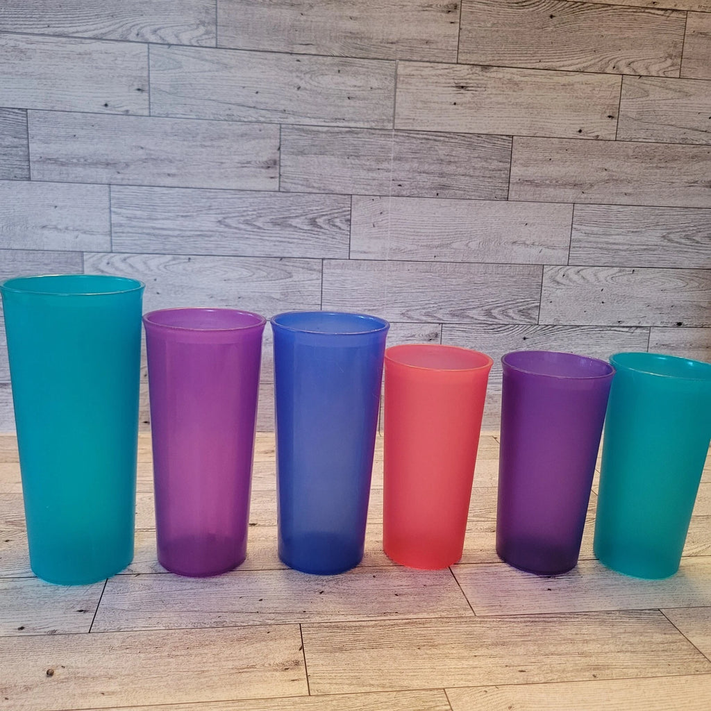 Vintage Tupperware Lot of 6 Jewel Tone Plastic Tumblers 9 12 16 oz Drinking Cups | eBay