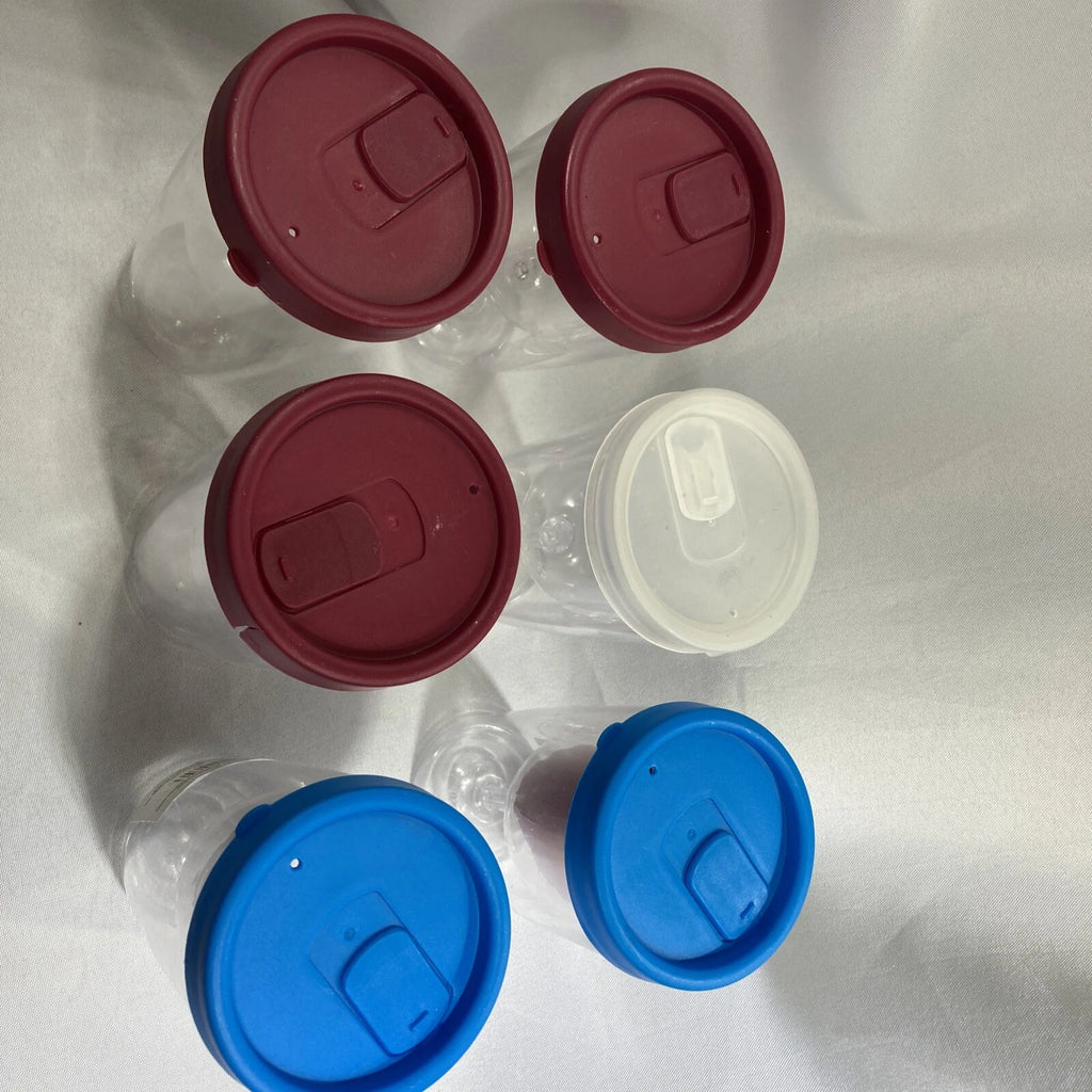 Wine Glass Plastic Tumbler Clear Encased Goblet Cups with Lid Set Of Six | eBay