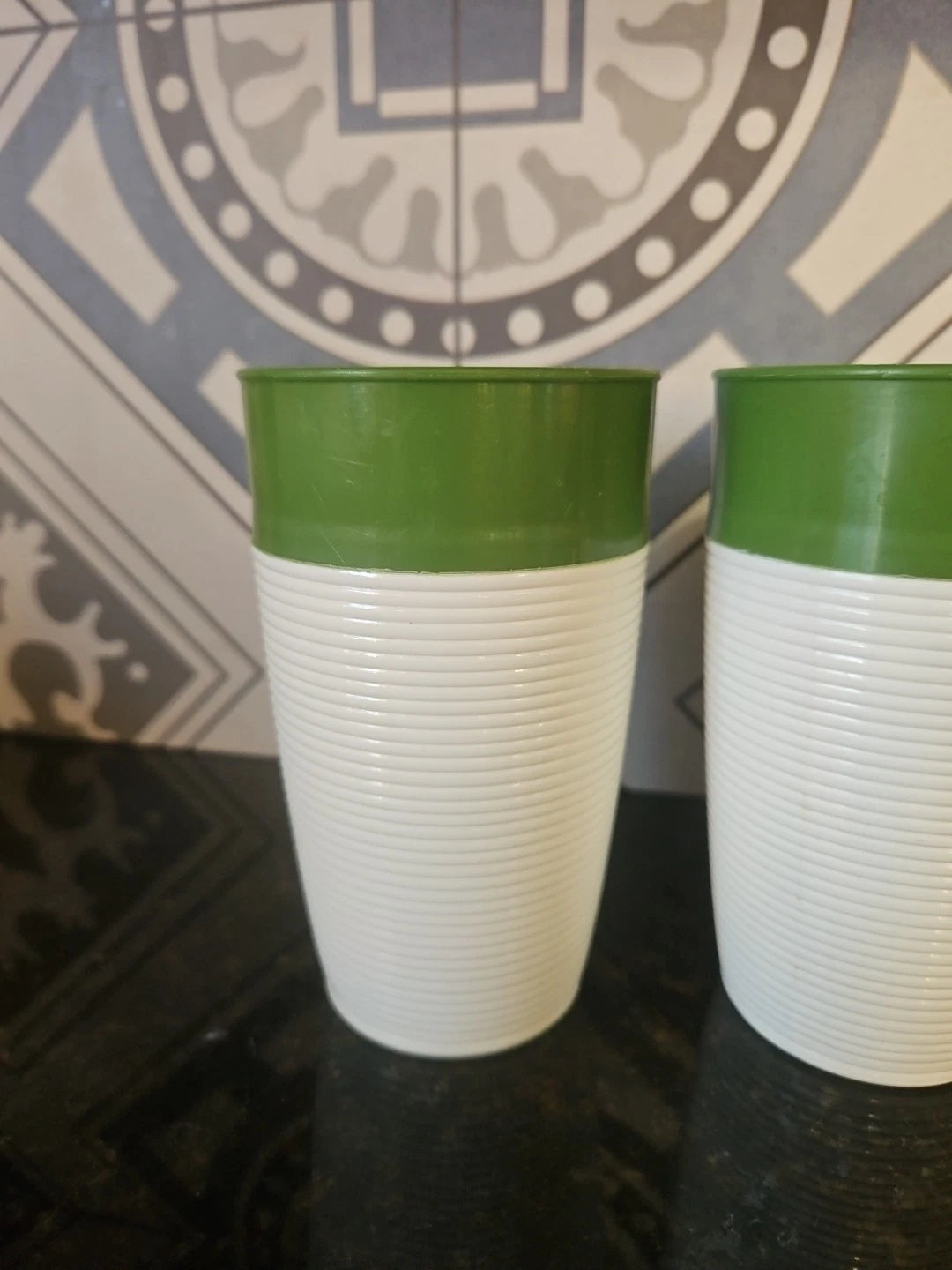 Raffiaware by Thermo-Temp Drink Tumblers Green Ribbed Vintage Set of 6 | eBay