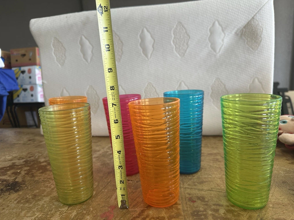 Set Of 5 MCM Acrylic Ribbed 7” Tall Tumblers | eBay