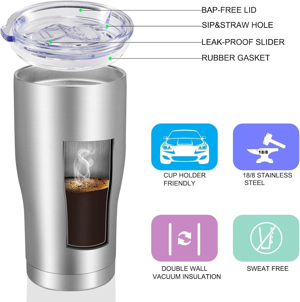 Set of 6 20oz Stainless Steel Travel Tumblers - Perfect for Hot & Cold Drinks | eBay