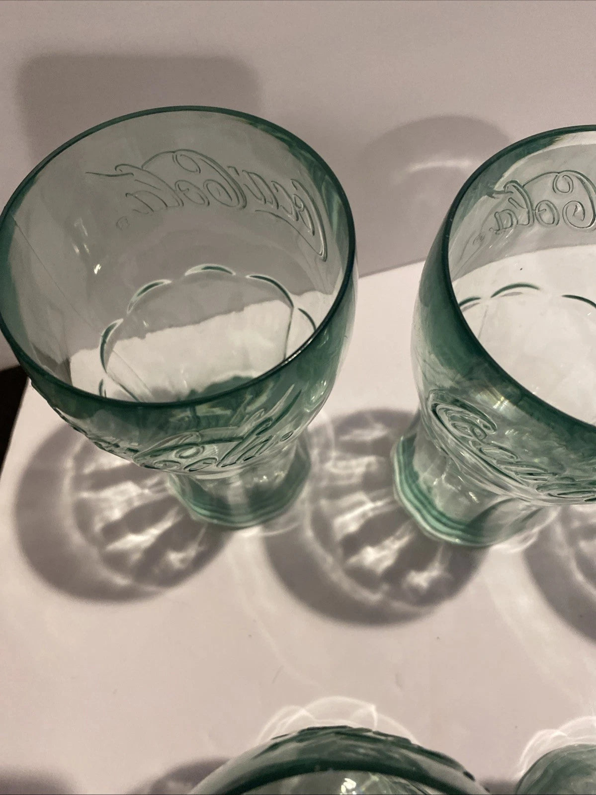 Set of 7 Coca -Cola Green Plastic Tumblers 6” Embossed Logo VTG Style Cups | eBay