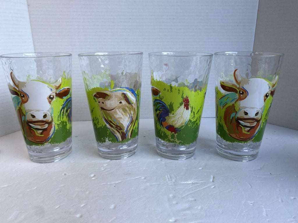 4 Farm Animal Plastic Glasses 6 1/2 Inches Tall | eBay