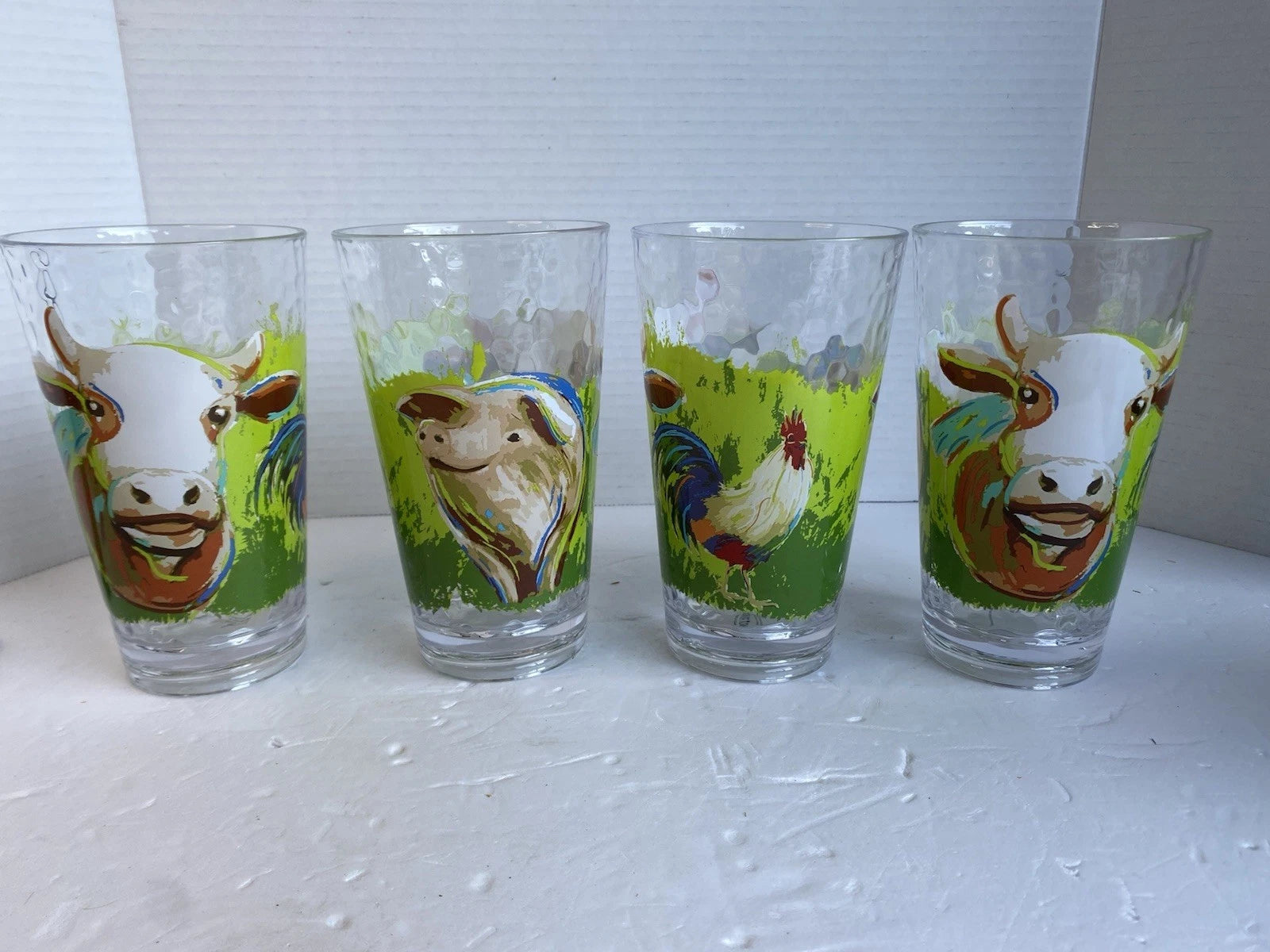 4 Farm Animal Plastic Glasses 6 1/2 Inches Tall | eBay