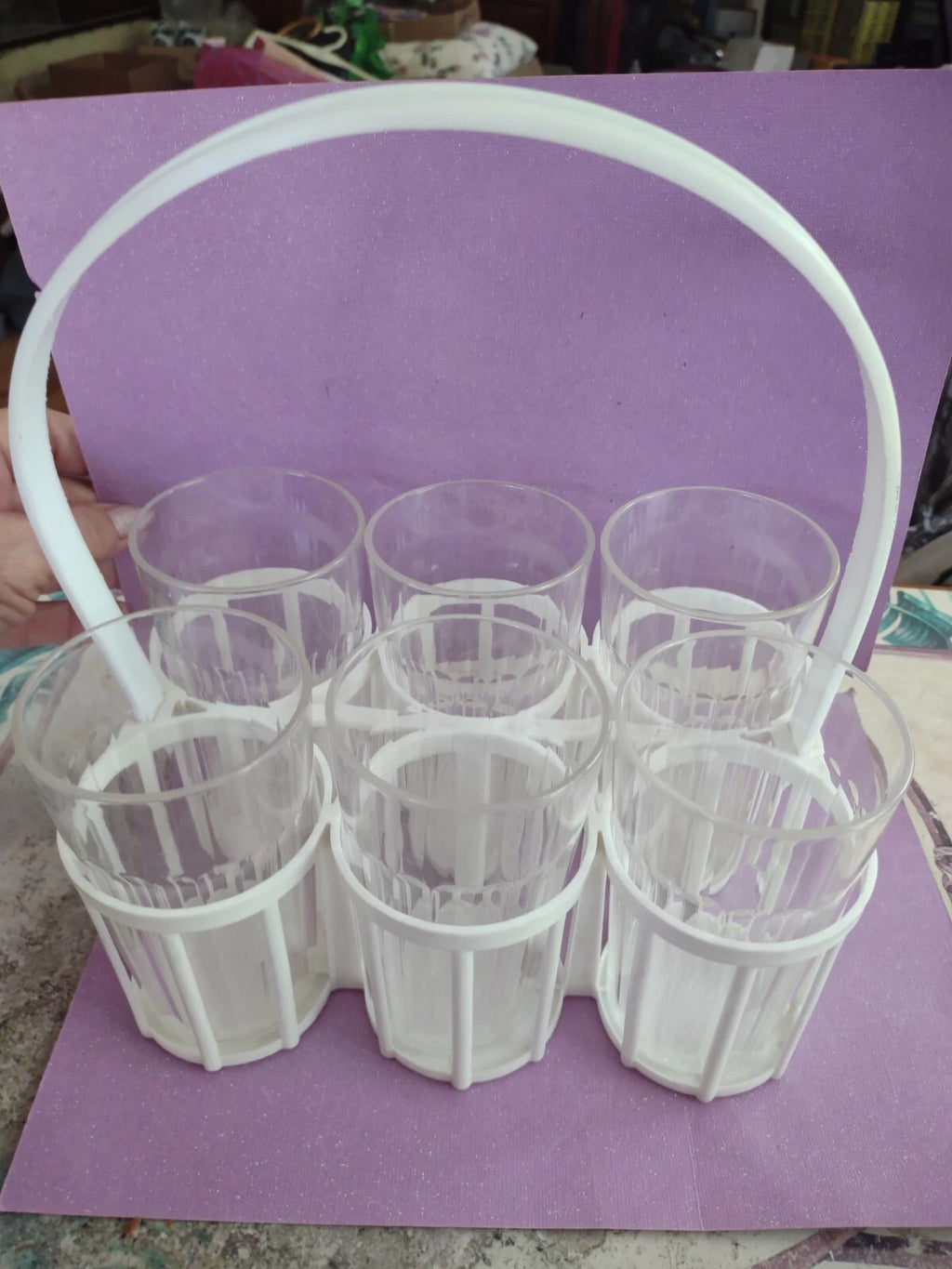 Vintage plastic drinking glasses with carrier | eBay
