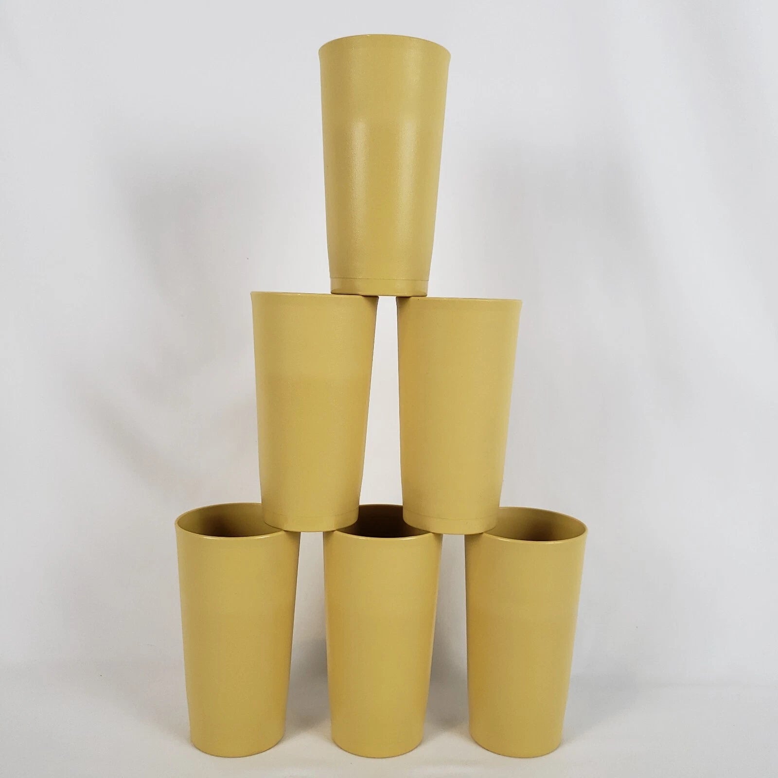 Vintage Tupperware Lot of 6 Tumblers 12 oz Drinking Cups Harvest Gold #873 NOS | eBay