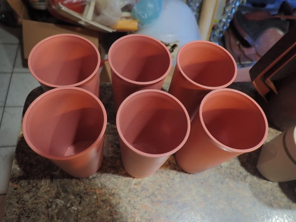 Set of 6 Tupperware Pastel Plastic Tumblers 9oz Cups #116 5" Tall Salmon Pink | eBay