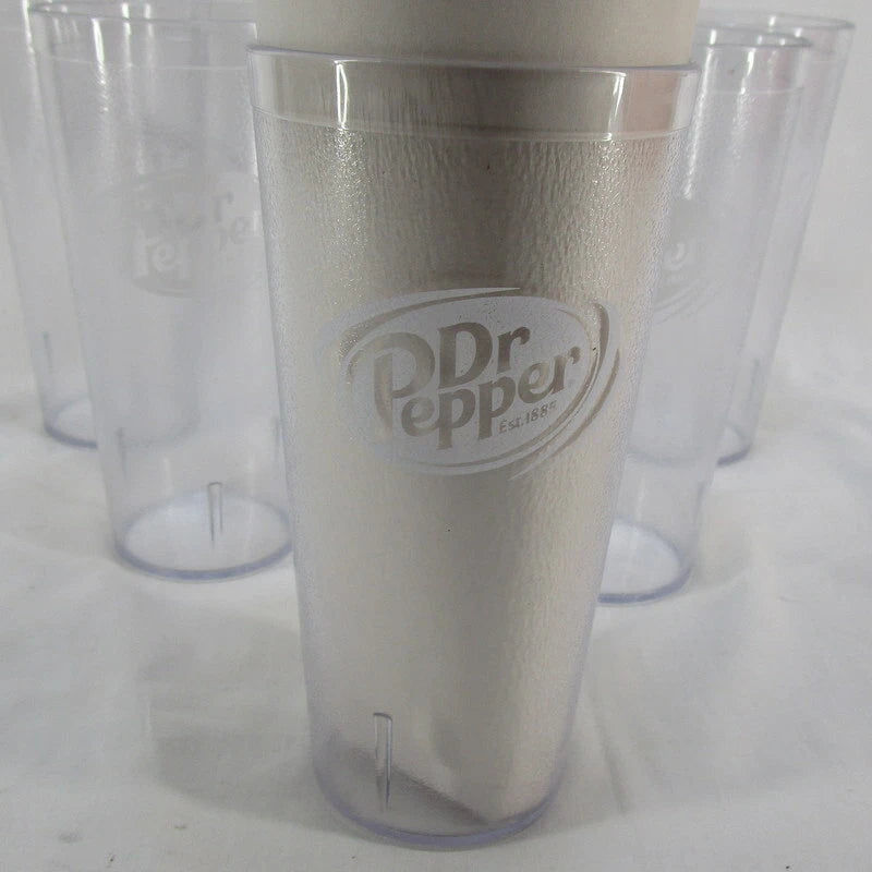 Lot of 6 Clear Plastic Dr. Pepper Drinking Glasses Tumblers Cups Carlisle 5224 | eBay