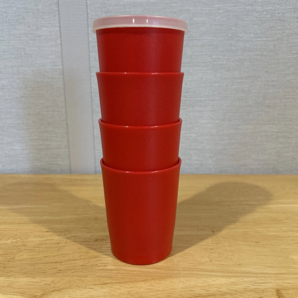 Vintage Red Tupperware Tumblers 6 oz #1251 Set of 4 + 1 Lid Juice Cups | eBay