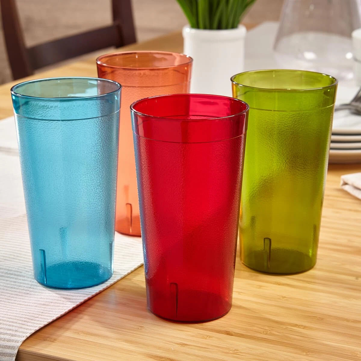Cafe Plastic Reusable Tumblers set Of 16 20ounce Water Cups Assorted Colors | 674894969943| eBay
