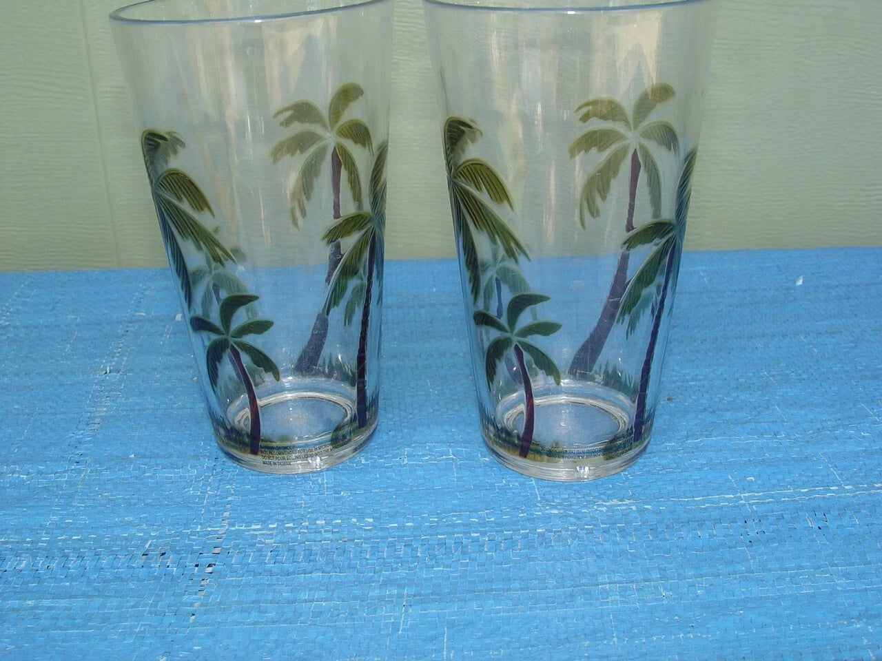 Set of 2 Acrylic Clear Iced Tea Tumbler Embossed Palm Tree 20 oz Tropical Beach | eBay