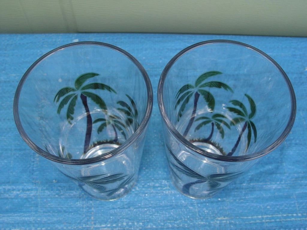 Set of 2 Acrylic Clear Iced Tea Tumbler Embossed Palm Tree 20 oz Tropical Beach | eBay