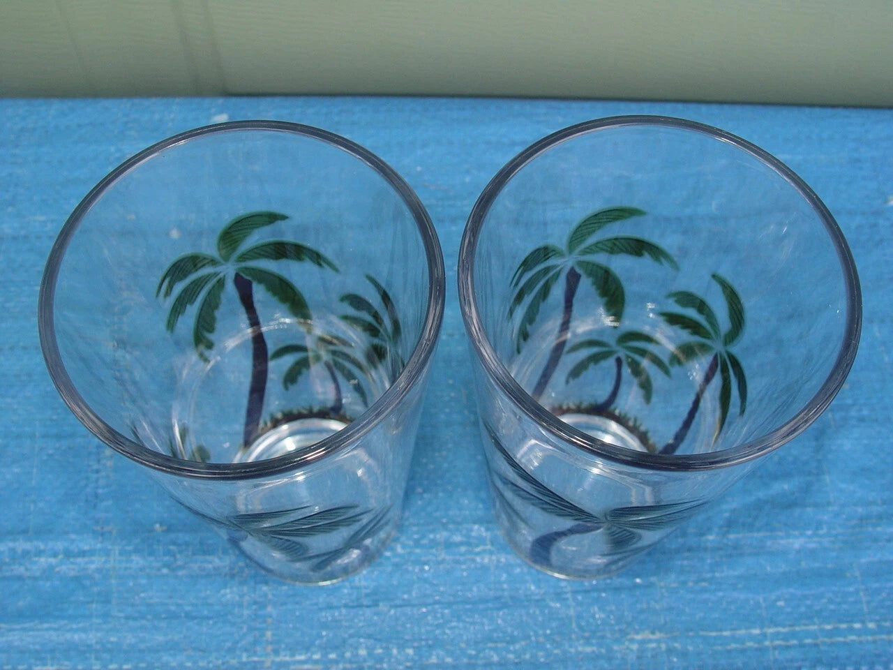 Set of 2 Acrylic Clear Iced Tea Tumbler Embossed Palm Tree 20 oz Tropical Beach | eBay