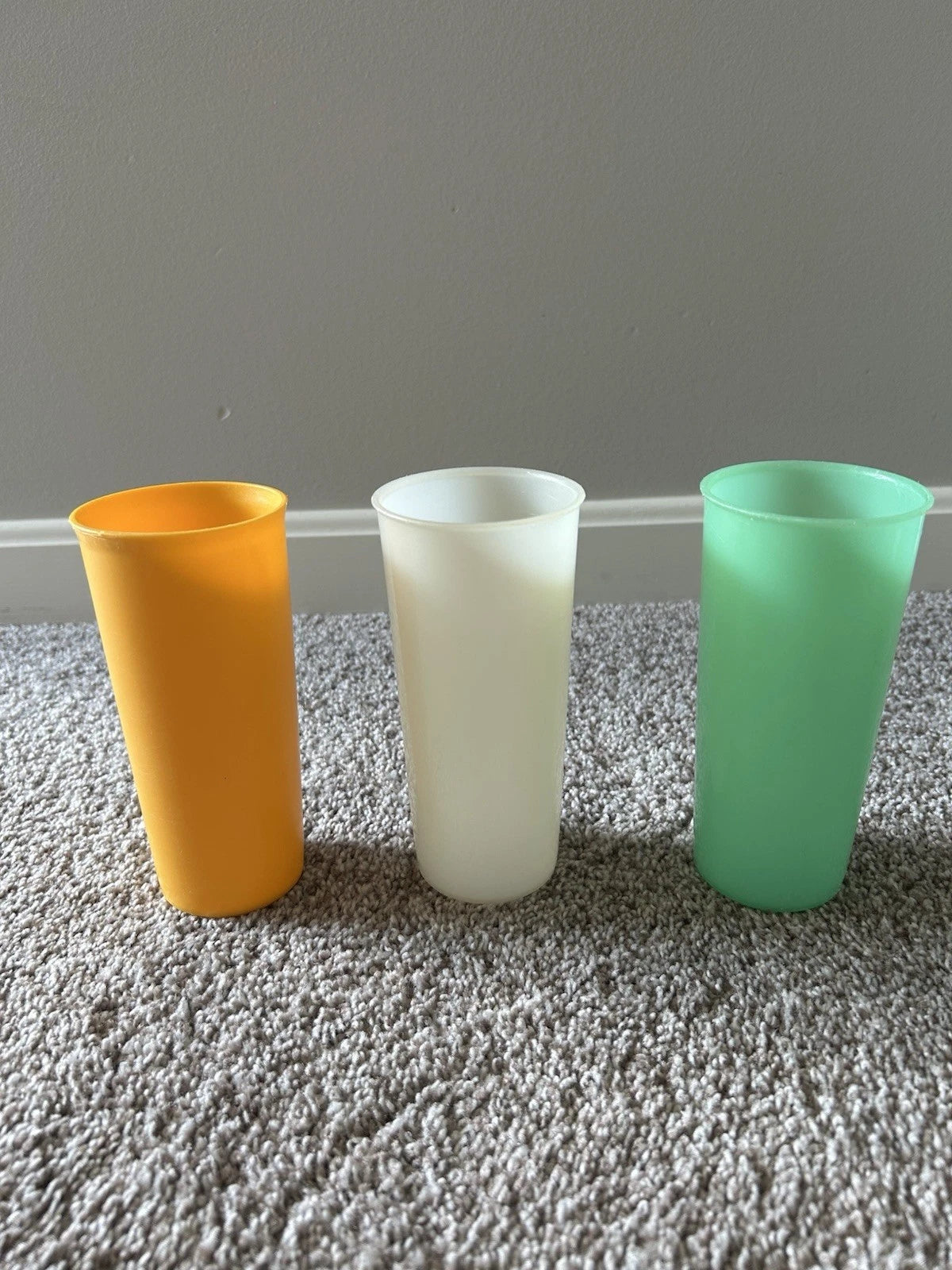 Tupperware Tumblers Set of 3 Drinking Cups Orange Green White 6 “ | eBay