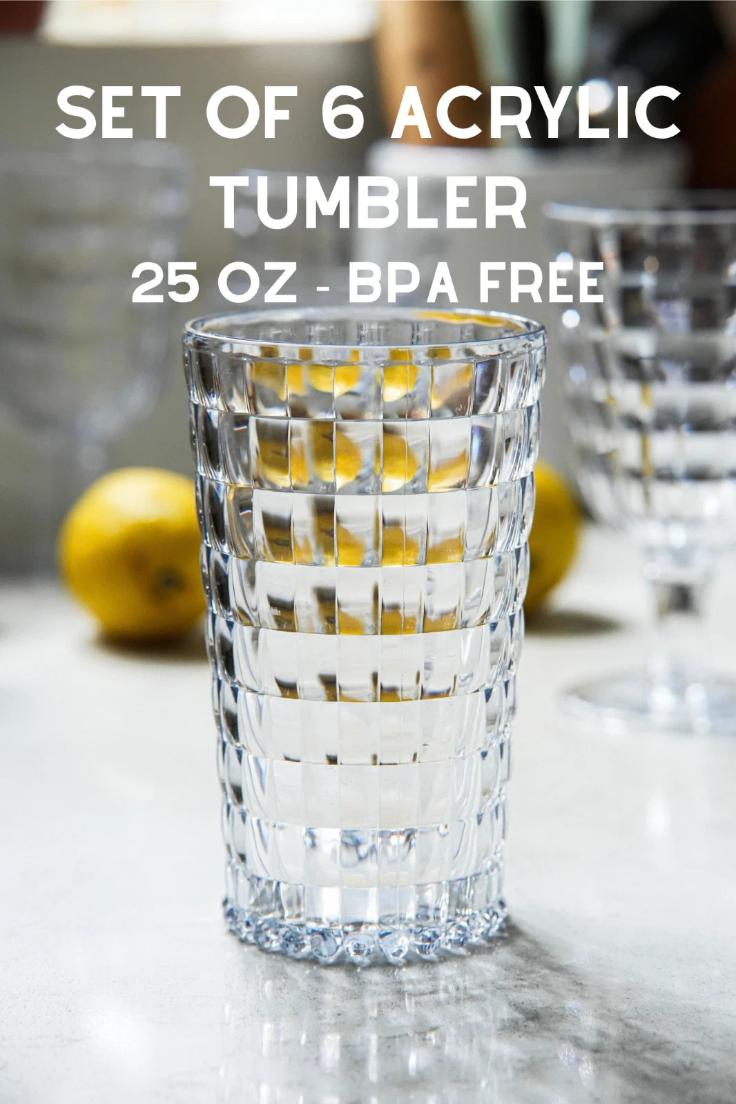 Set of 6 Clear Acrylic Tumblers | 25 oz Large Drink Glasses | BPA-Free | eBay