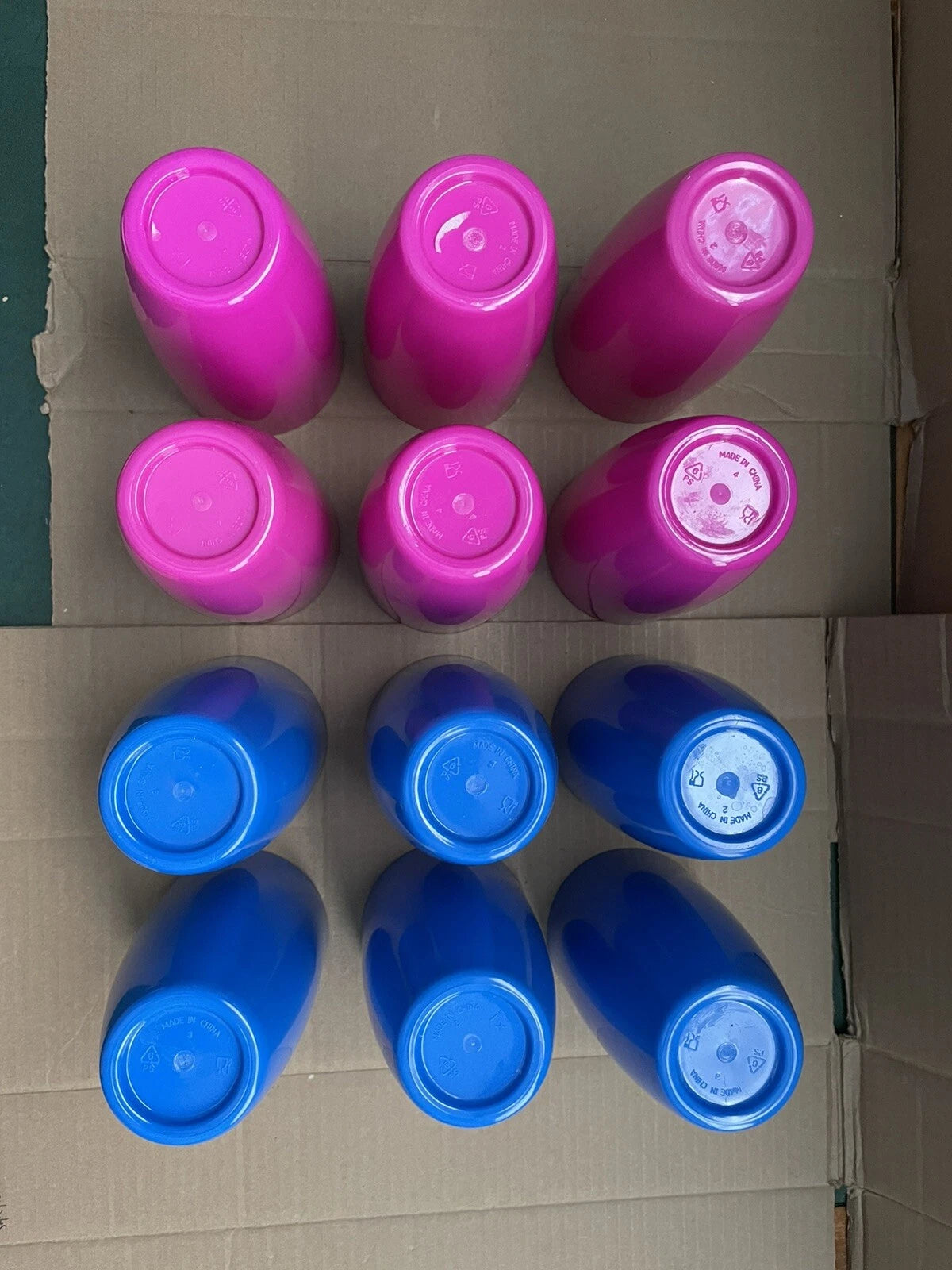 Set of 12 Plastic 6” Pink and Blue w/White Inside-Drinking Cups/Glasses | eBay