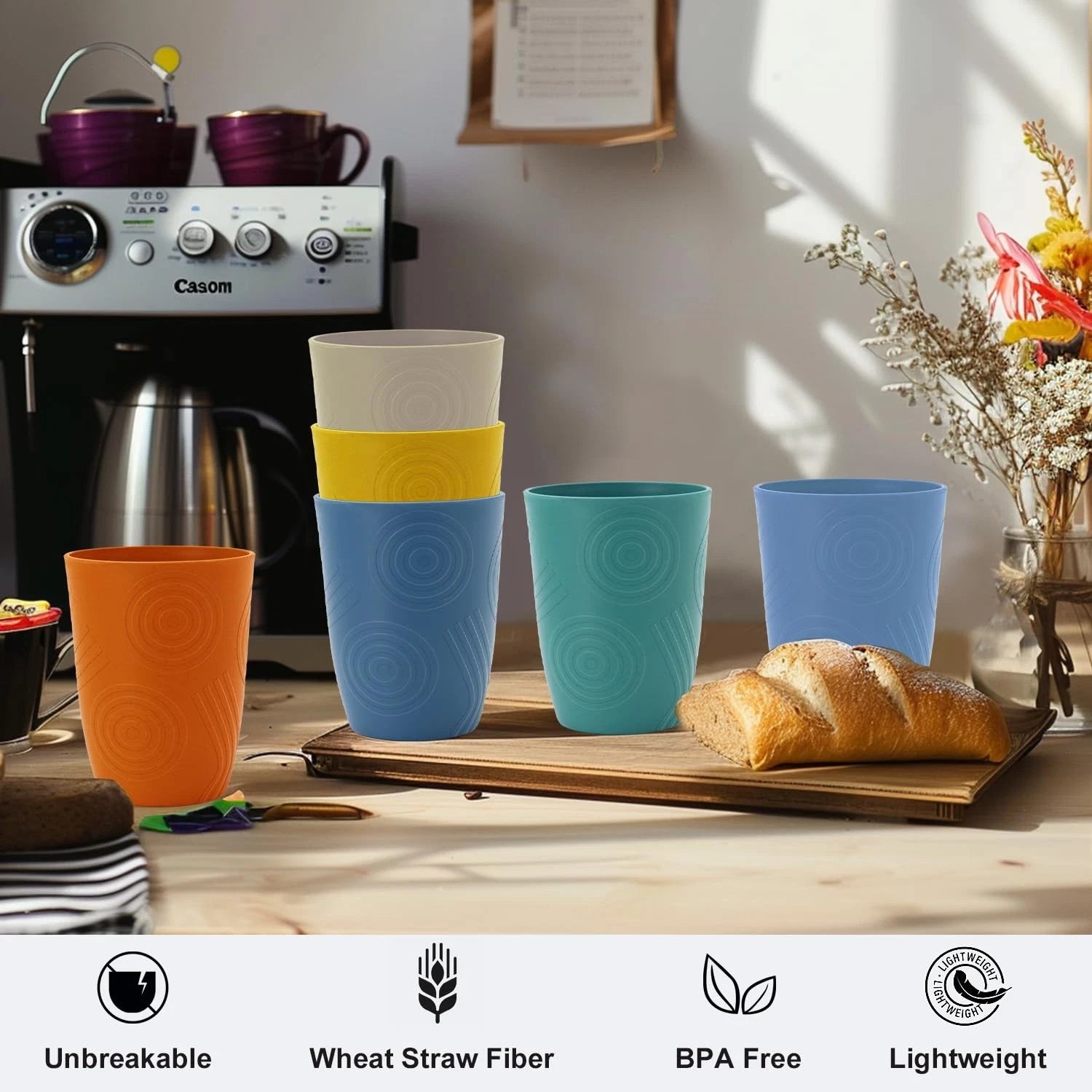 12 oz Wheat Straw Cups Set of 6, Alternatives to Plastic Cups Reusable, Unbre... | eBay