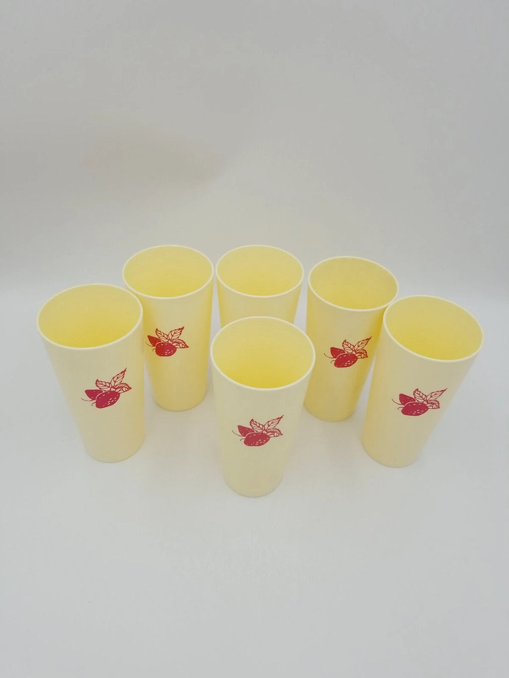Vintage Nasco Japan Set of 6 Plastic Strawberry Drinking Tumbler Cups Cream/Red | eBay