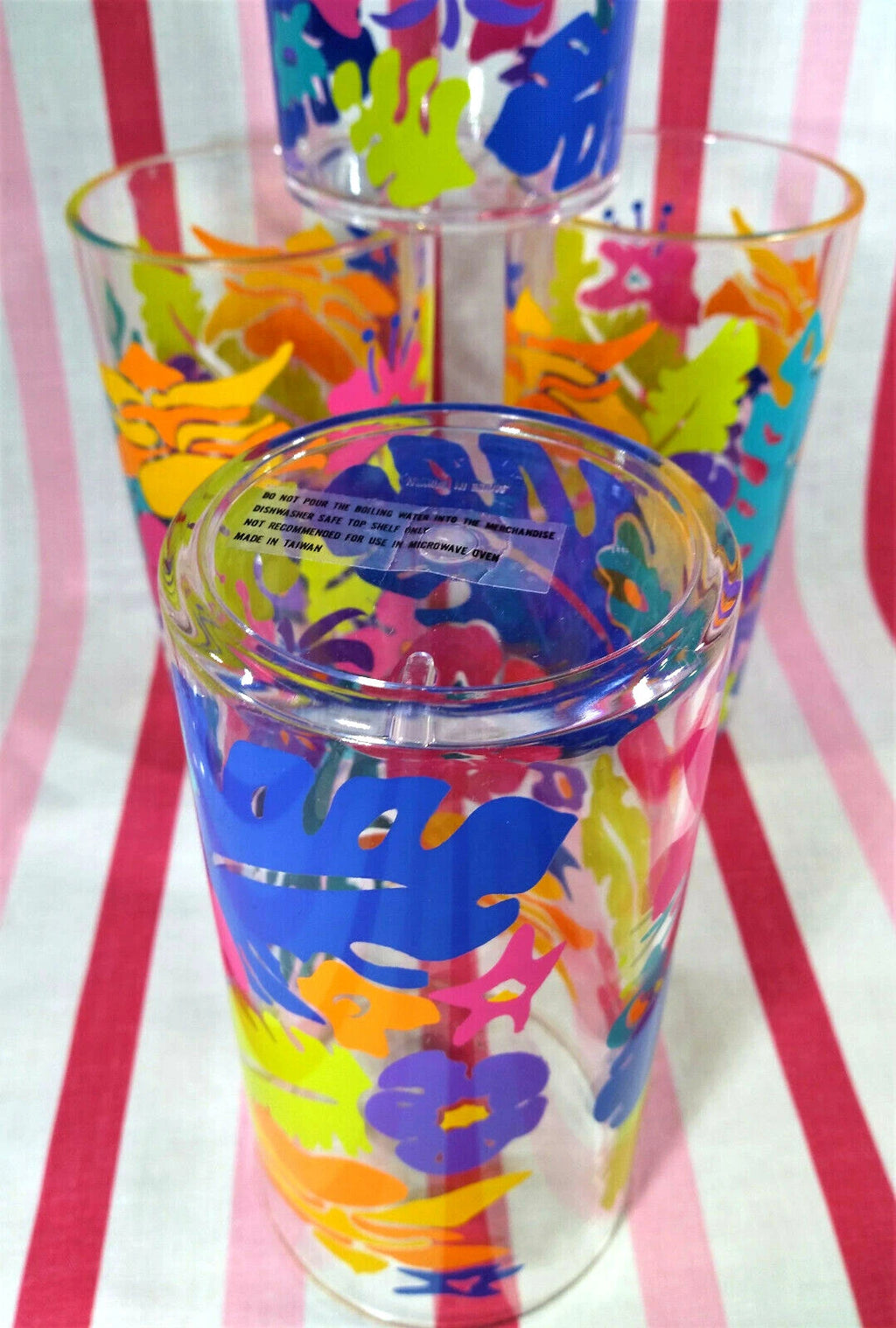 Retro 90's MoD New/Old Stock SUN Colors 4 Tropical Floral Acrylic 19oz Tumblers | eBay