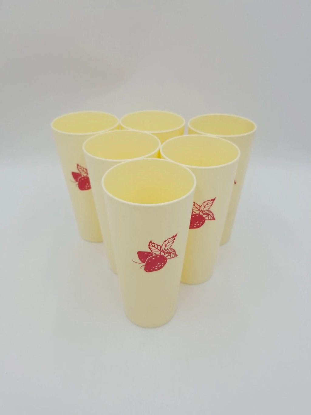 Vintage Nasco Japan Set of 6 Plastic Strawberry Drinking Tumbler Cups Cream/Red | eBay
