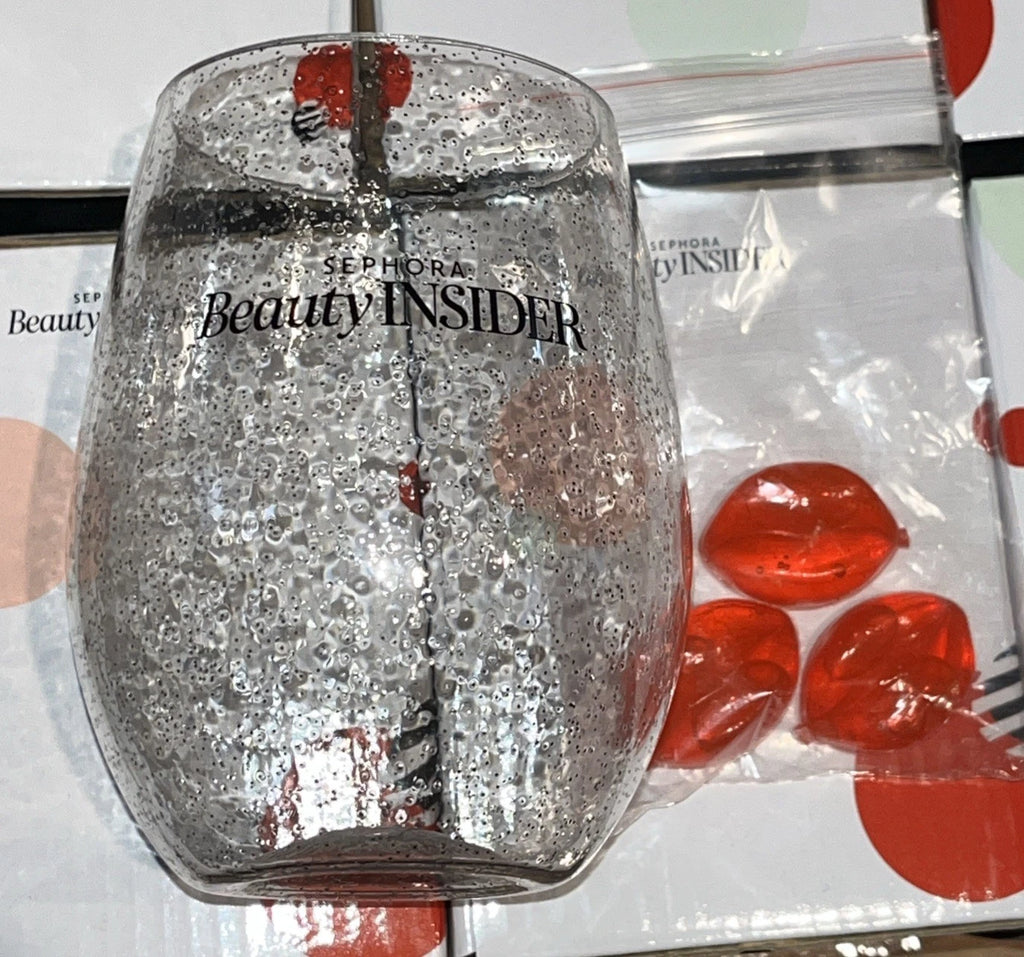 Glitter Wine Glass & Reusable Ice Cube Set Of 6 New (Sephora Beauty Insider) | eBay