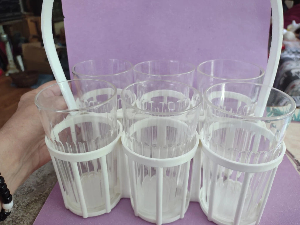 Vintage plastic drinking glasses with carrier | eBay