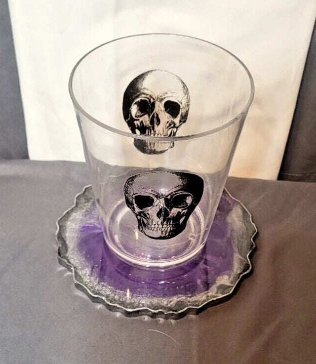 Set of 4 Skull-Print Plastic Tumblers | Gothic Barware | Pint + Rocks Cups | eBay