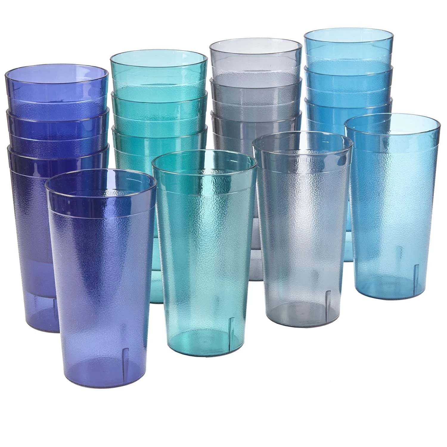 Cafe Plastic Reusable Tumblers (Set of 16) 20-ounce Water Cups Coastal Colors... | eBay