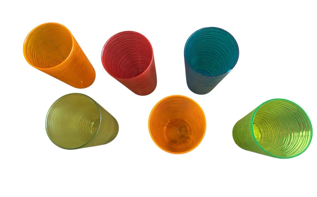 Set Of 5 MCM Acrylic Ribbed 7” Tall Tumblers | eBay