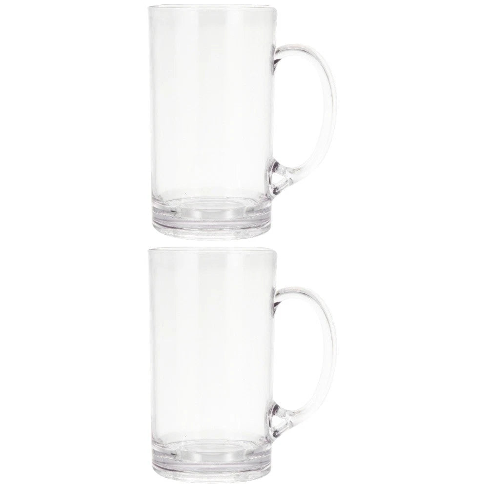 Set of 2 Transparent Beer Mug Tall Mugs with Handle Coffee Clear Drinking Cup | eBay