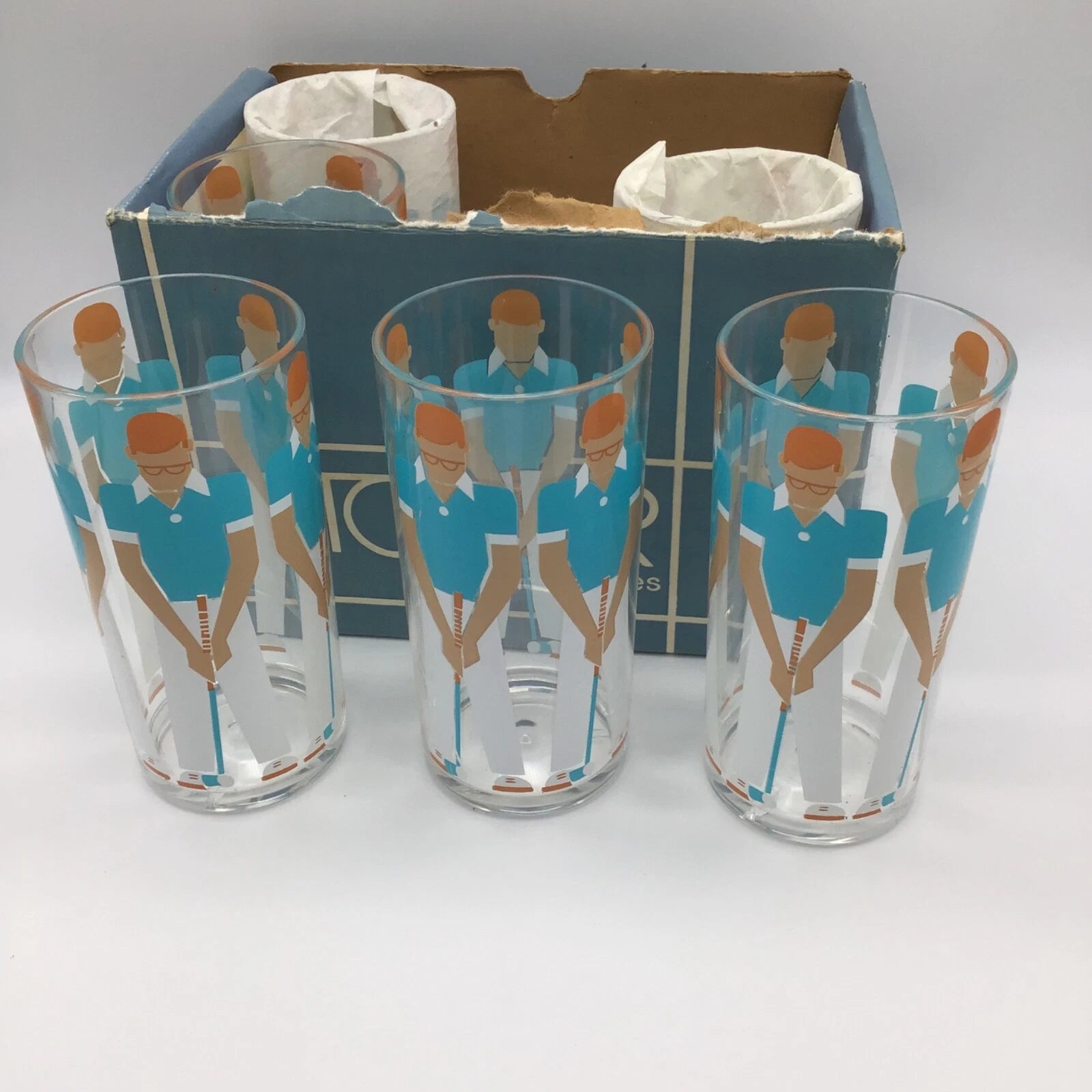 Stotter Golf Theme Large Plastic Glasses Set Of 6 New In Original Box 20 Ounce | eBay
