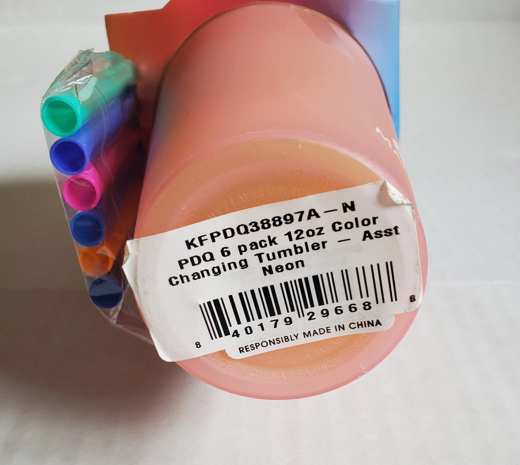 Manna Reusable Eco Friendly Color Changing Tumblers w Straws 6 Pack 12 Oz Neon | eBay