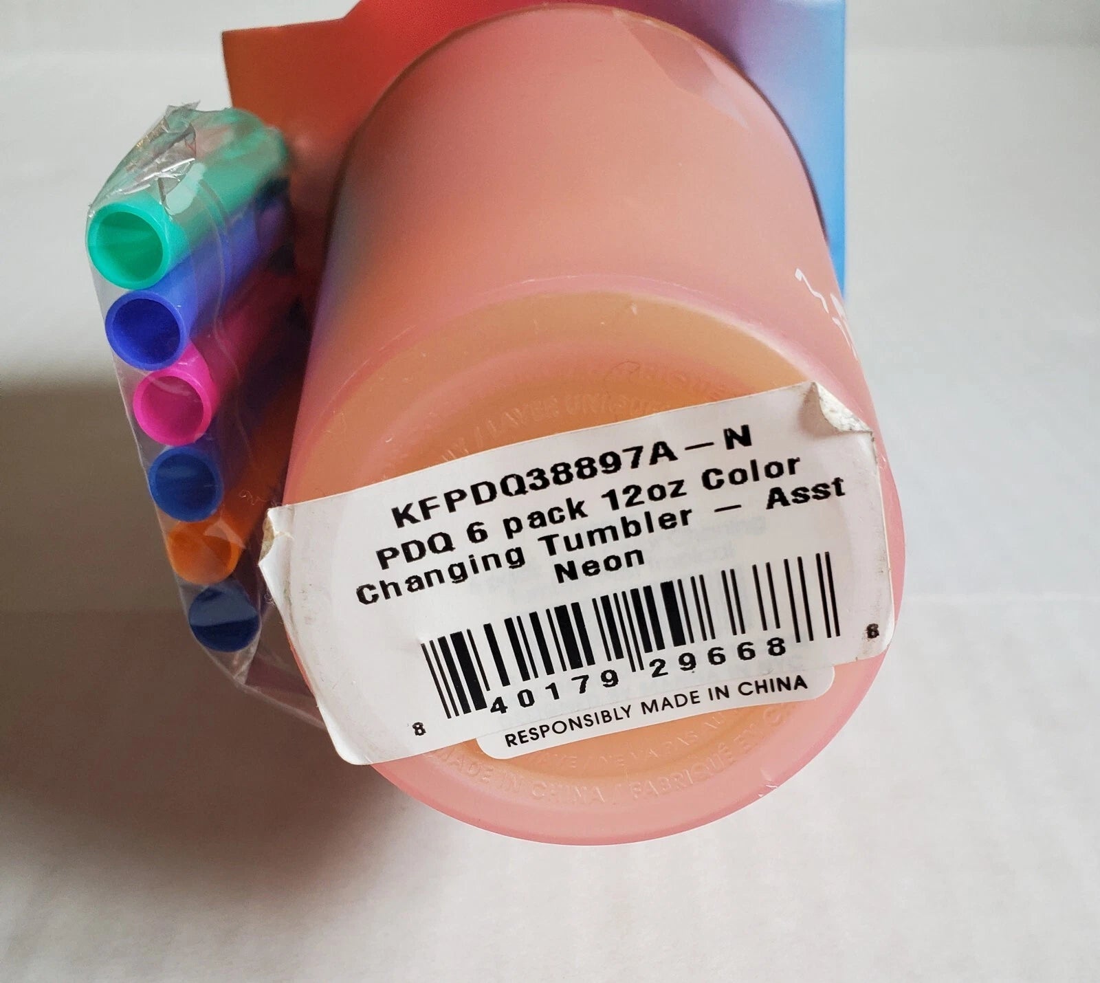 Manna Reusable Eco Friendly Color Changing Tumblers w Straws 6 Pack 12 Oz Neon | eBay