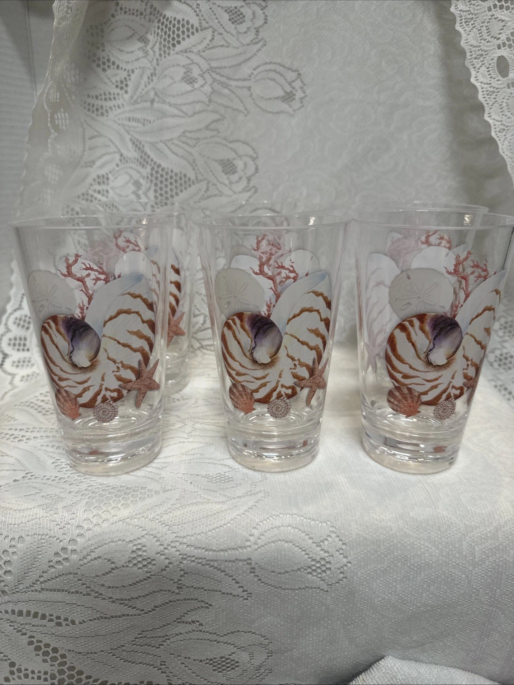 Seashell Acrylic Tumblers Seashells Conch Set of 6 Nautical | eBay