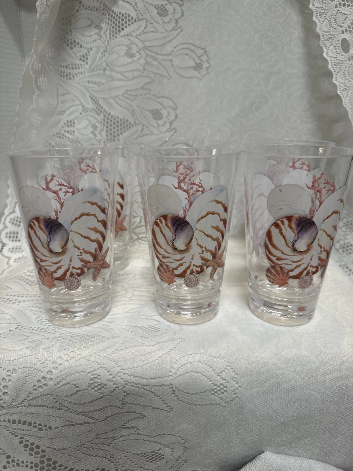 Seashell Acrylic Tumblers Seashells Conch Set of 6 Nautical | eBay