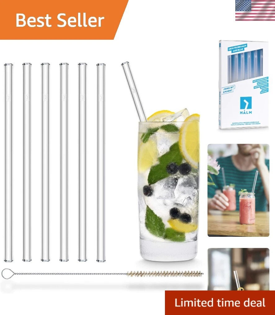 6 Sturdy 8-Inch Glass Straws - Dishwasher Safe, 100% Recyclable & Taste-Neutral | eBay