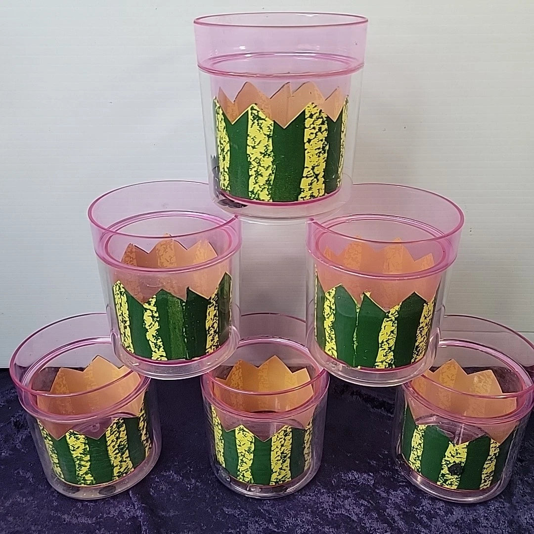 Set Of 6 Vintage Watermelon Theme Plastic Stackable Cups CB 1995 | eBay