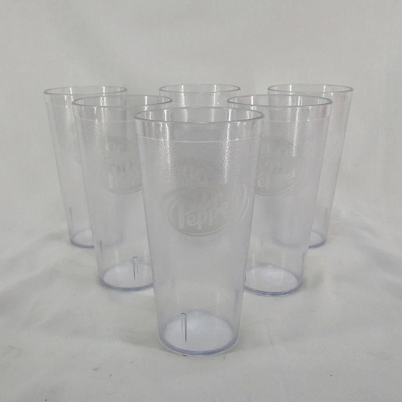 Lot of 6 Clear Plastic Dr. Pepper Drinking Glasses Tumblers Cups Carlisle 5224 | eBay