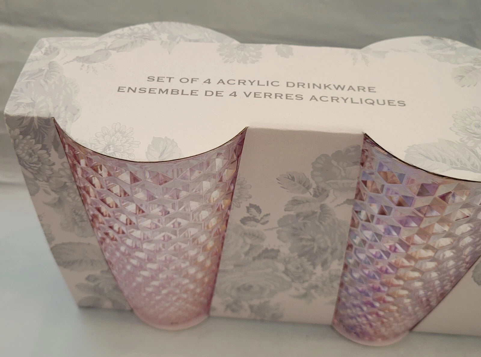 Shabby Chic 4 Pack Acrylic Drinkware Pink Studded Tumblers Cup 19 Oz BPA Free | eBay