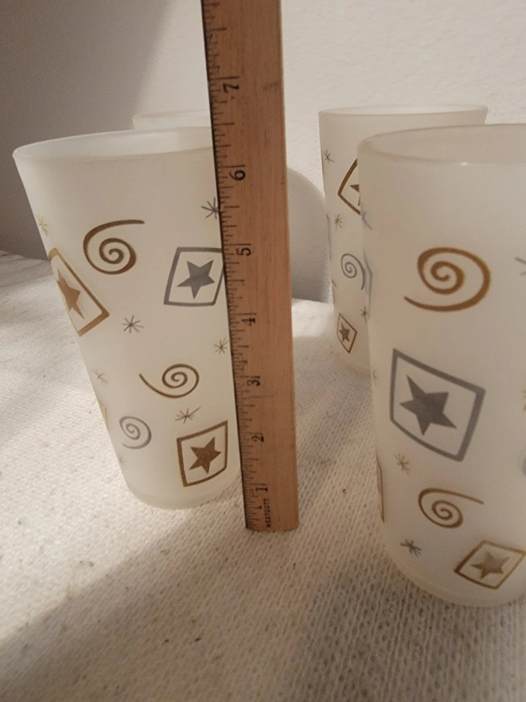 Vintage MCM Frosted Look 16 Oz Plastic Tumblers - Set Of 6 Stars Swirls Barware | eBay