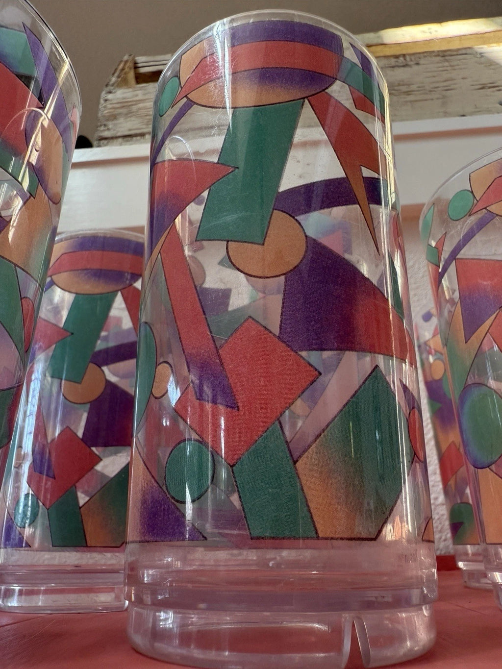 Vintage Kasen Geometric Tumblers Set of 6 – 80s 90s Retro Pastel Glasses | eBay