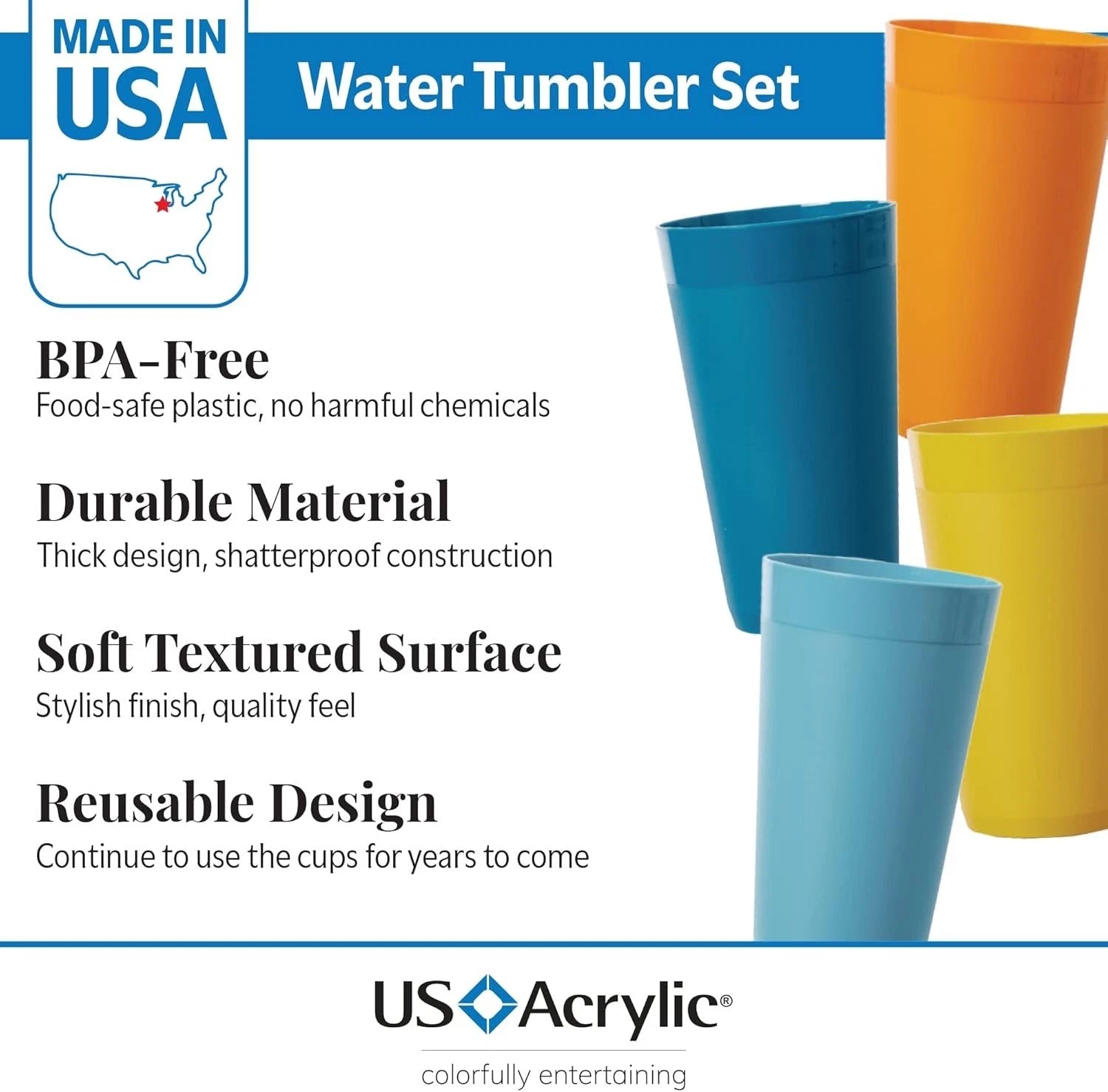 Reusable 20oz Stackable Plastic Tumblers - Set of 12 BPA-Free & Dishwasher Safe | eBay