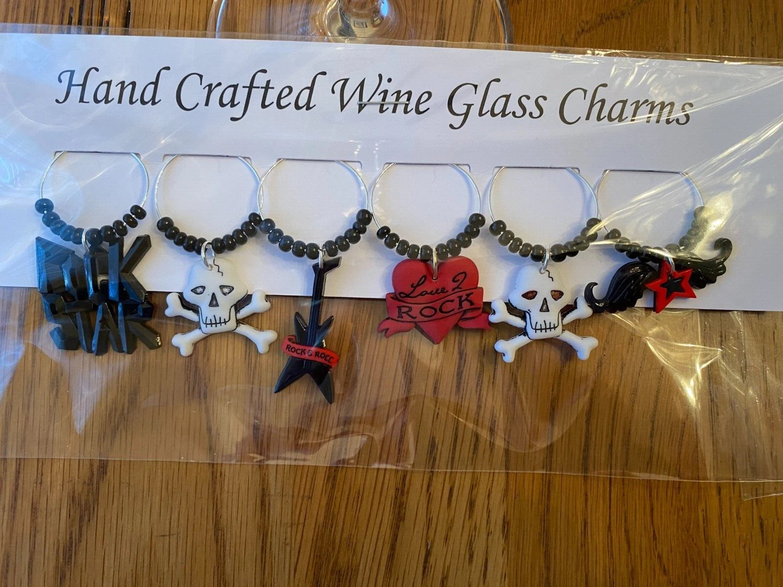 ROCKER, ROCK STAR " SET OF 6 HANDCRAFTED" Wine Glass Charm drink markers | eBay