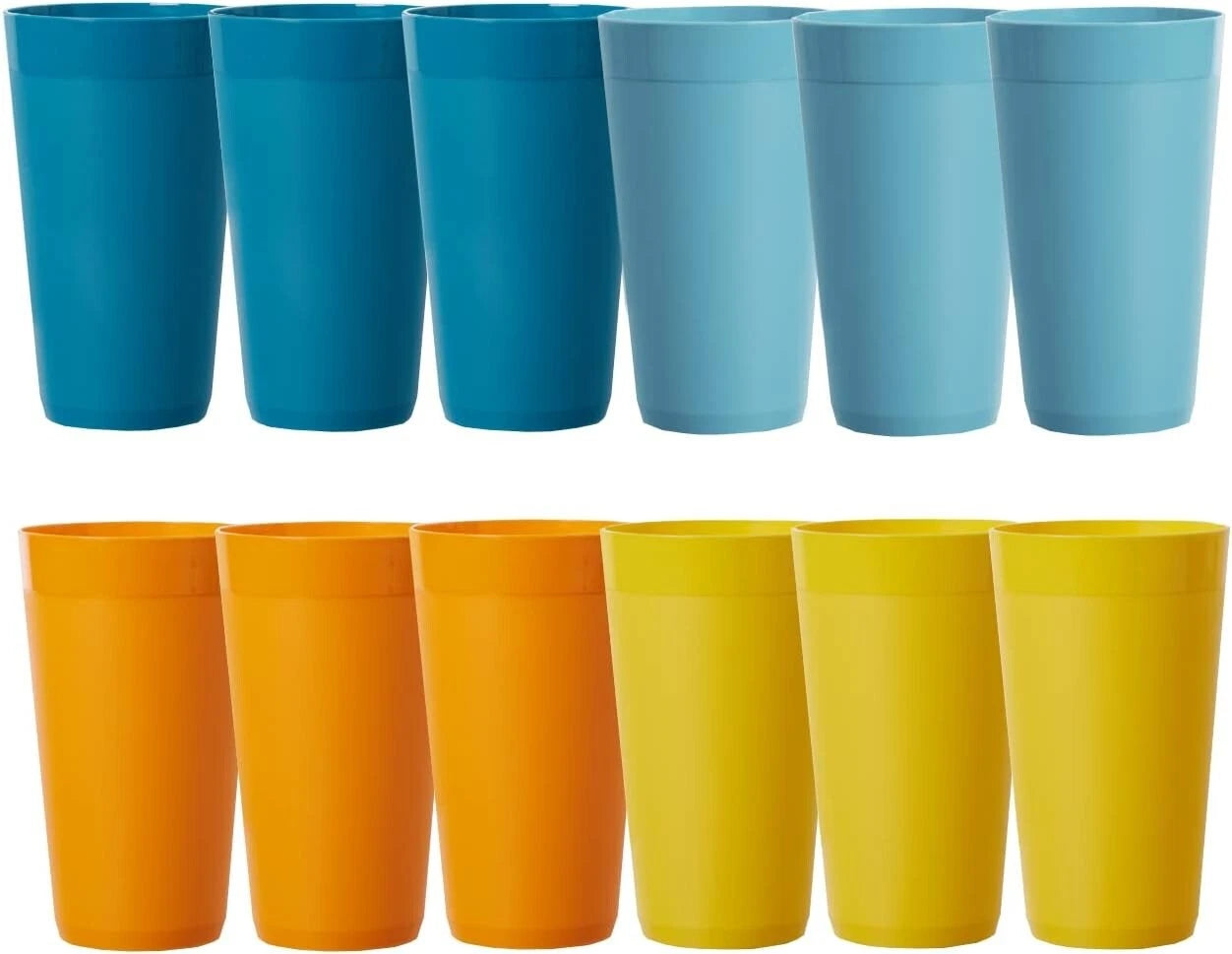 Plastic Water Tumblers Set of 12 20oz Sunrise Color BPA-Free Reusable Outdoor | eBay