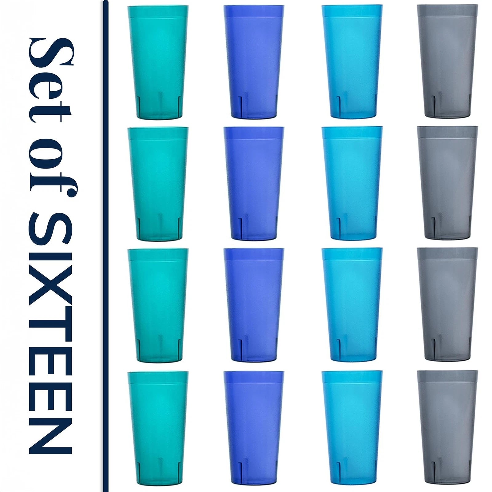 US Acrylic Cafe Plastic Reusable Tumblers (Set of 16) 20-ounce Water Cups Coa... | eBay